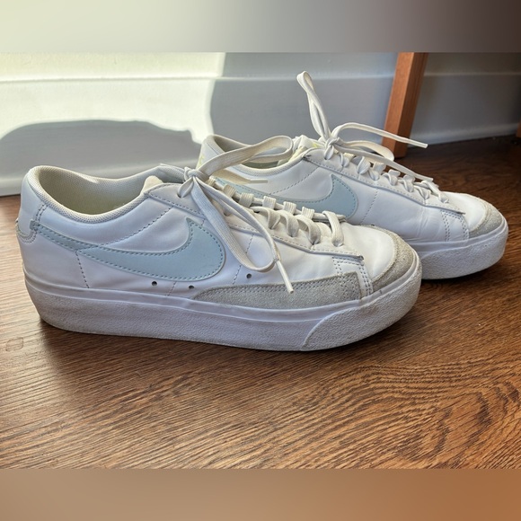 Nike Light Blue & White Blazer Low Platforms - Size W 9 EU 40.5 - Picture 8 of 13